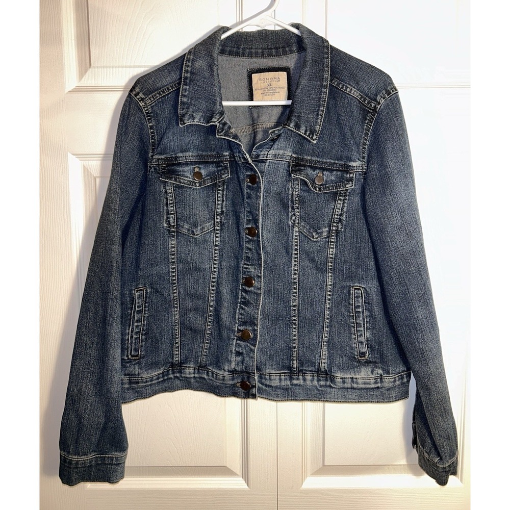 Sonoma - Women's y2k Blue Jean Jacket w/ Pockets Nostalgic sz XL